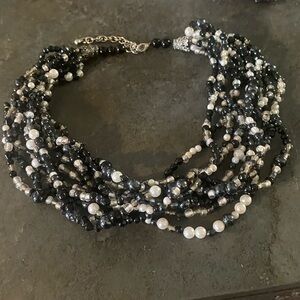 Chic Multi-Strand Black and White Necklace